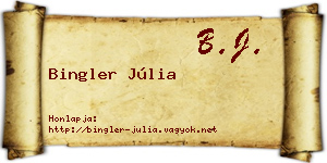 Bingler Júlia névjegykártya