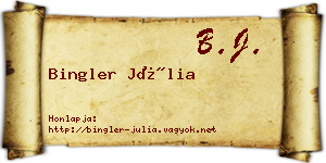 Bingler Júlia névjegykártya